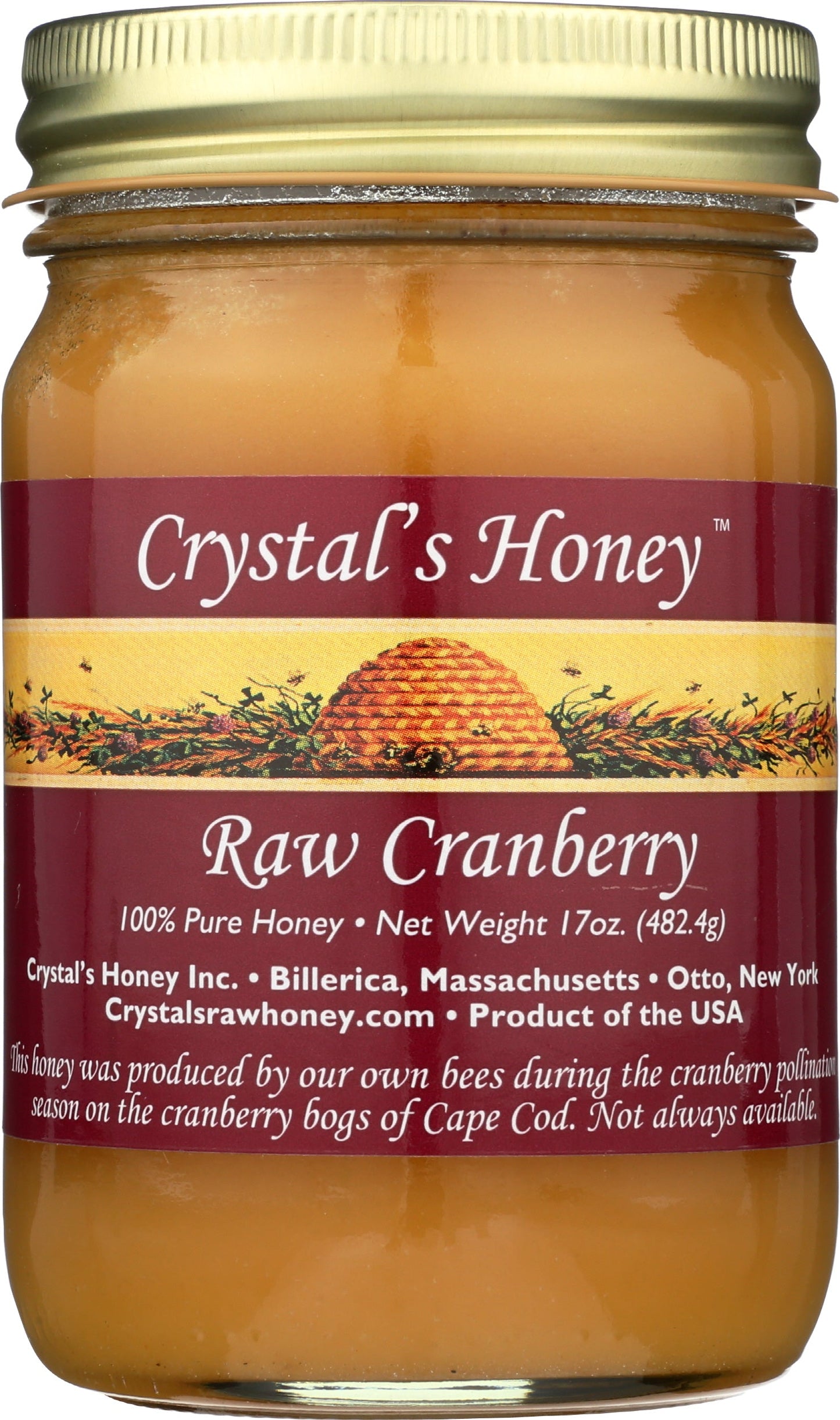 Raw Cranberry Honey 17 oz.